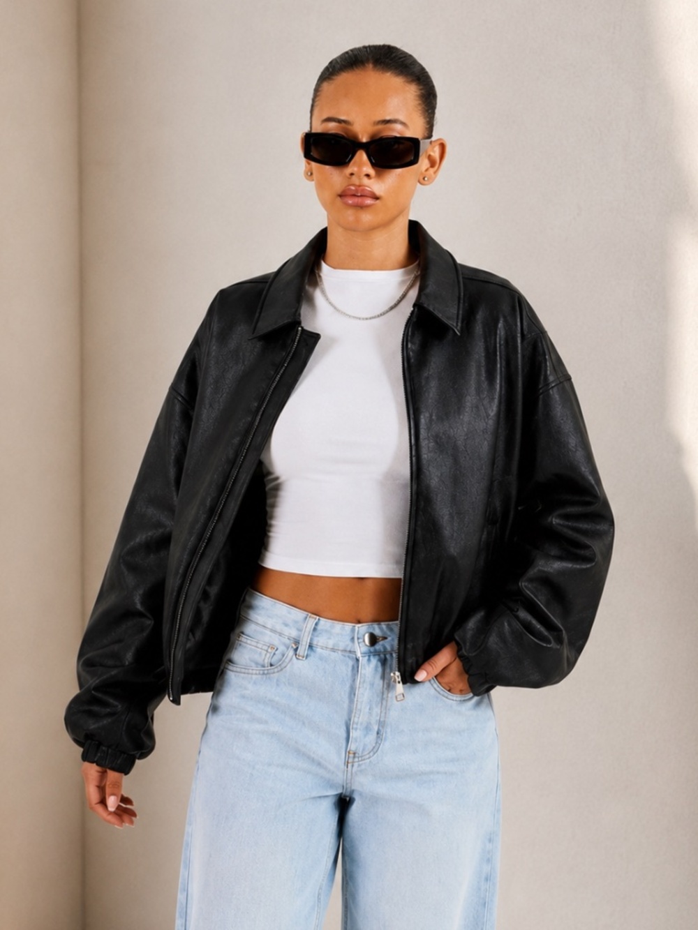 Cernucci Oversized Collared PU Bomber Jacket Black XS NWT Sold Out Online